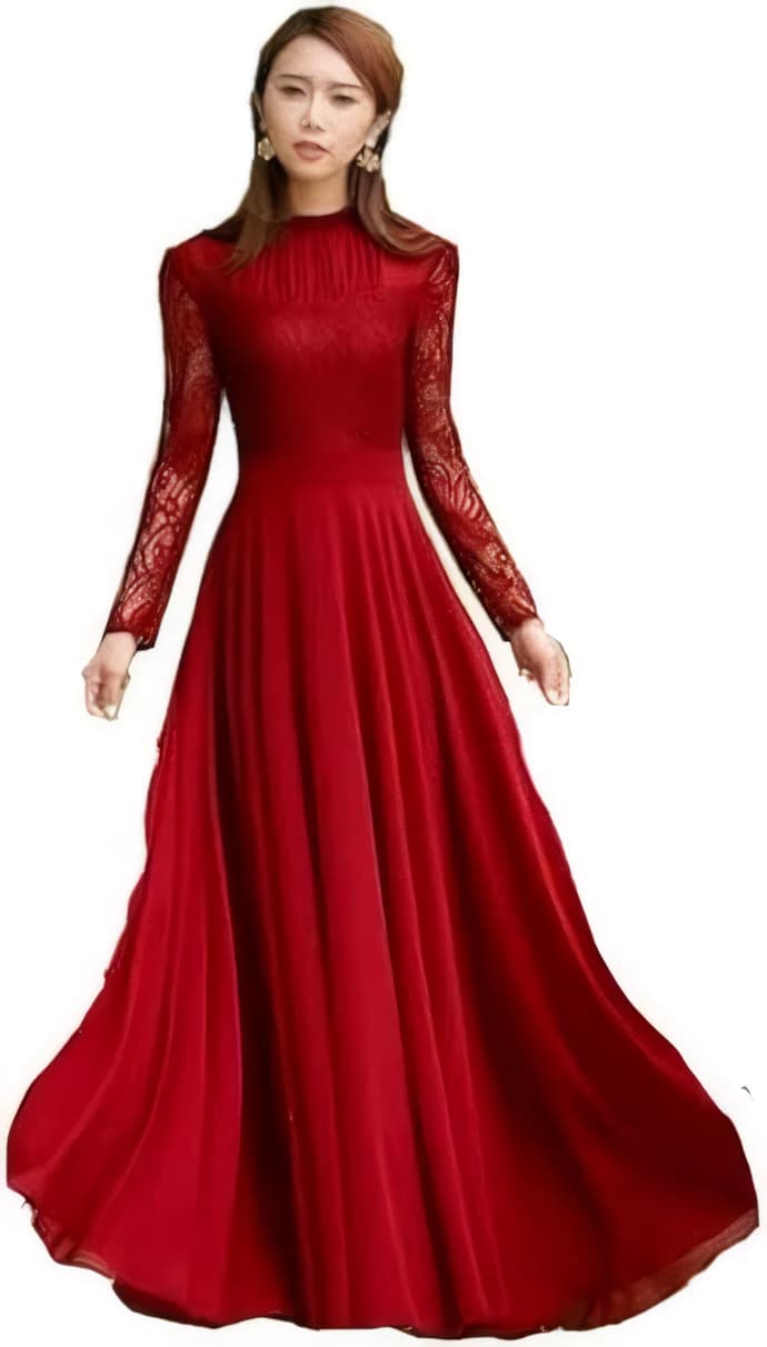Red Lace and Chiffon with Lining