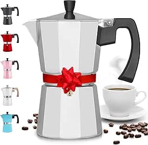 Zulay Kitchen Classic Stovetop Espresso Maker 5.5 Cup Moka Pot - Silver