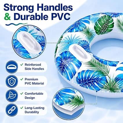 Large Tropical Inflatable Swim Ring with Handles