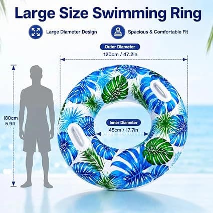 Large Tropical Inflatable Swim Ring with Handles