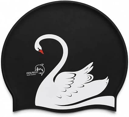 Swan Silicone Swim Cap for Long & Curly Hair