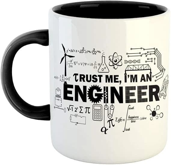 مج أسود سيراميك من ASHVAH بعبارة "Trust Me I'm an Engineer"