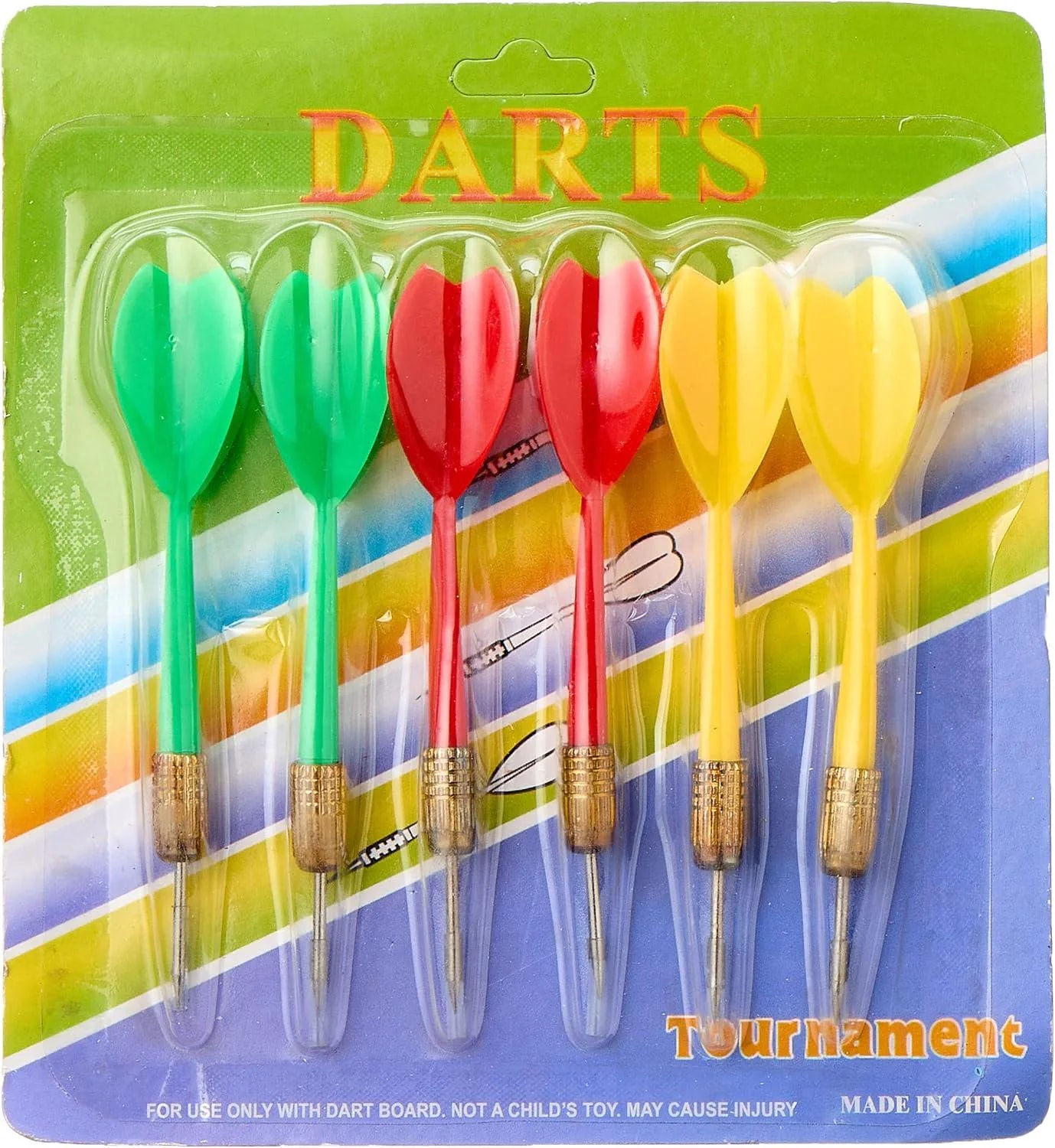 Set of 6-piece steel tip arrows - multi-colored ( Color may vary )