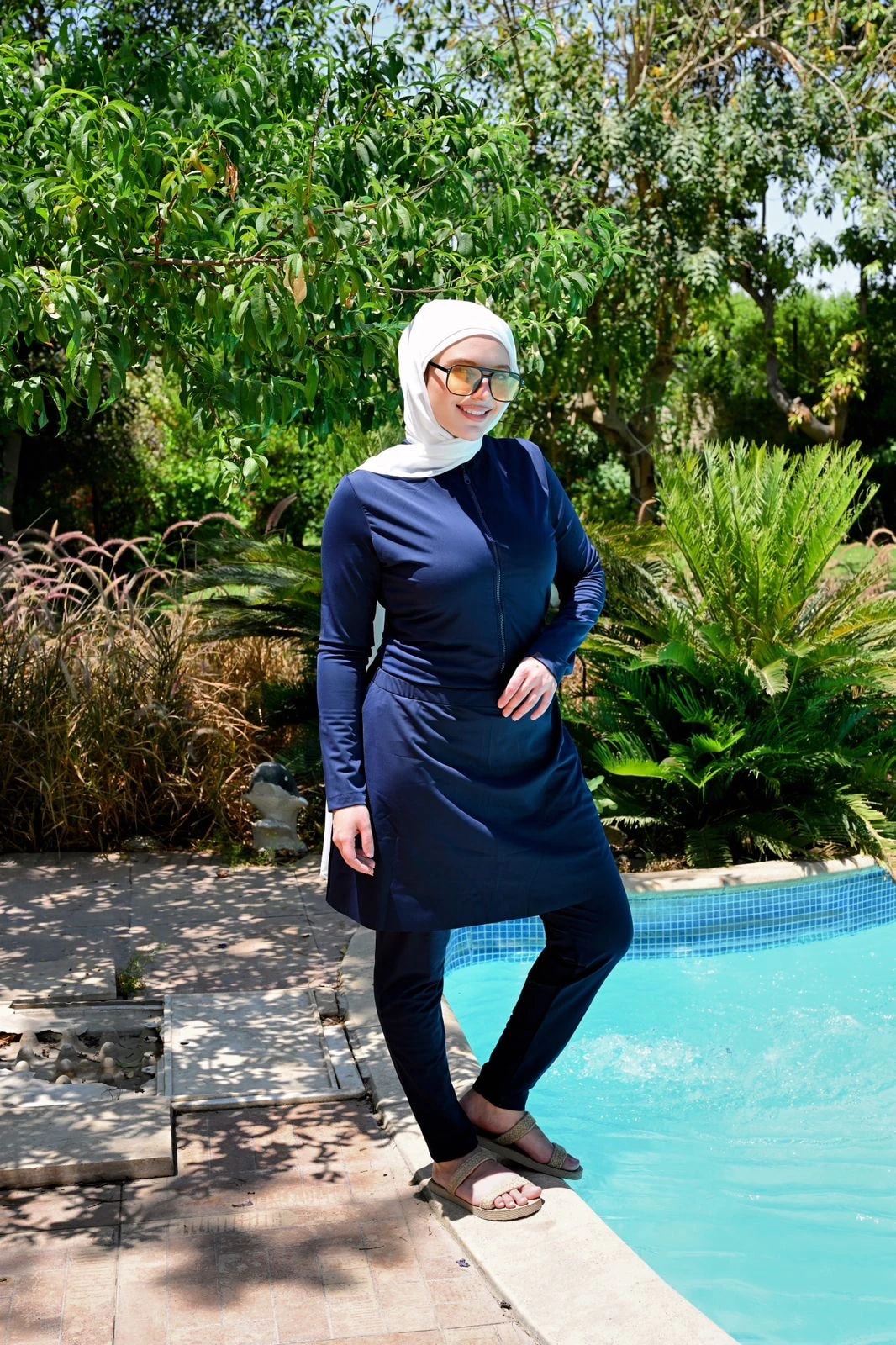 Marine Navy Blue Modest Swimsuit with Leggings
