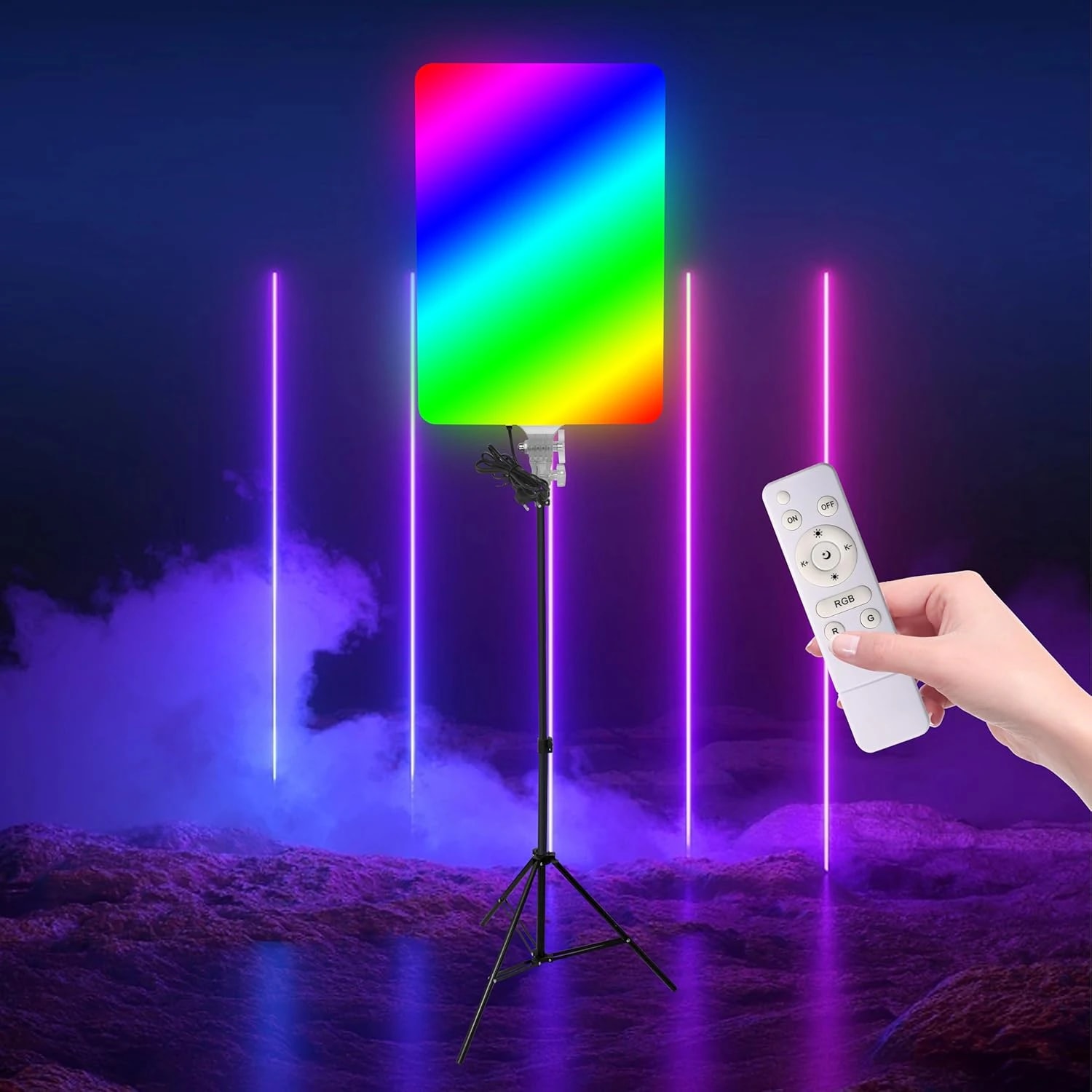 GIFTMAX 19-Inch RGB LED Video Panel Light with Stand