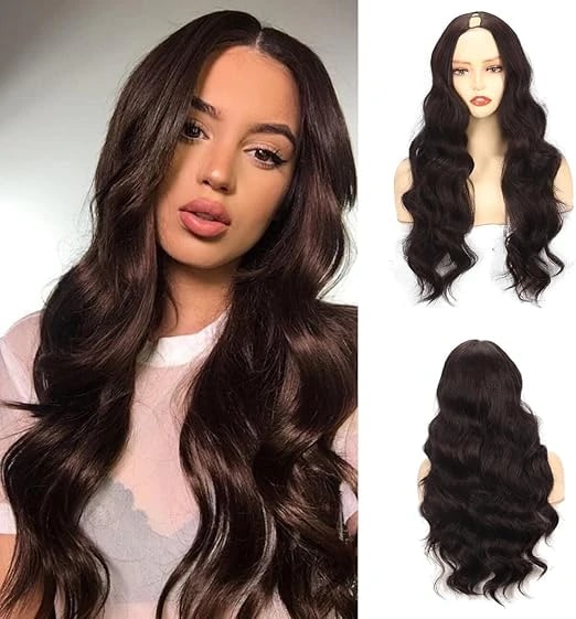 V Part Half Wig 20" Brown JW291