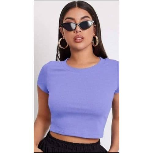 Martina Store Womens T-shirt Made Of Ribbed Cotton - Violet