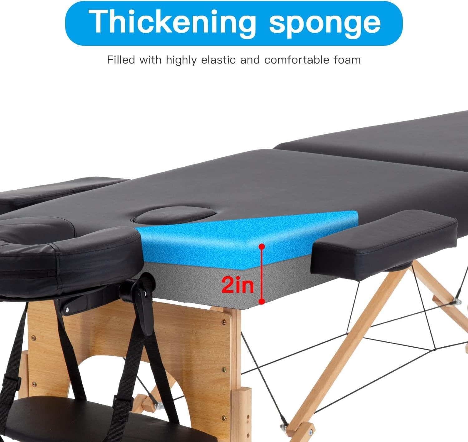 Haiput Wam Portable Massage Table Folding with Free Accessories, Wooden/Aluminum