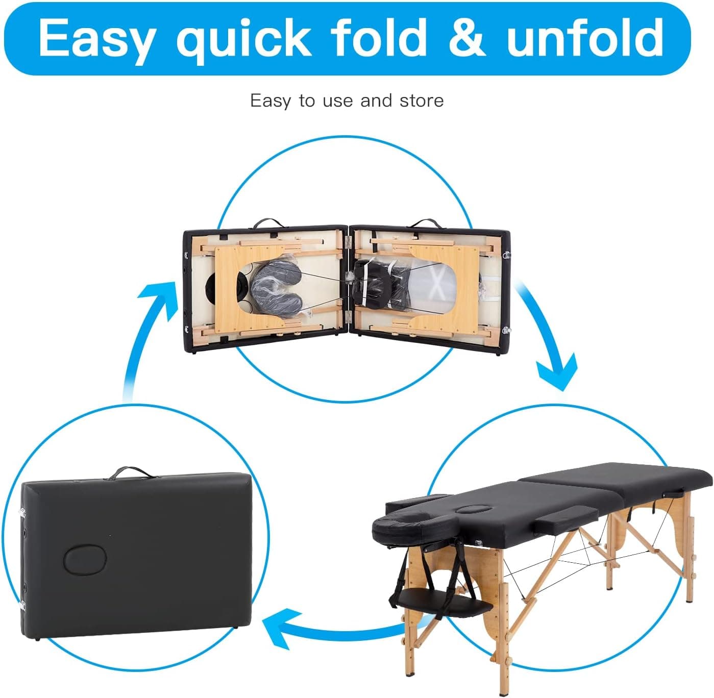 Haiput Wam Portable Massage Table Folding with Free Accessories, Wooden/Aluminum