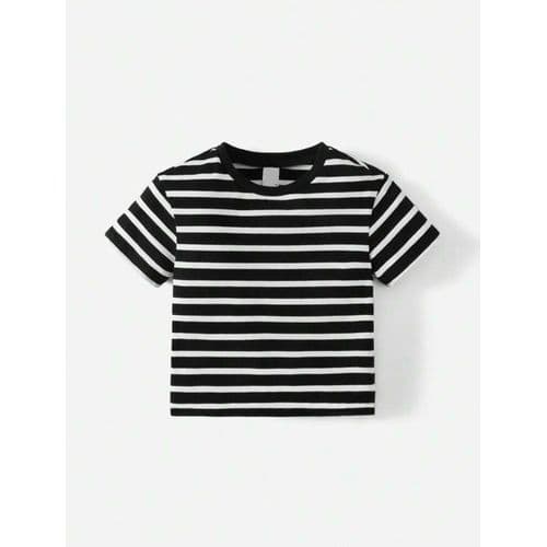 Martina Store Womens T-shirt Made Of Ribbed Cotton - Black & White