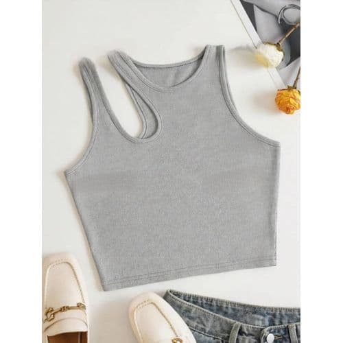 Martina Store Womens T-shirt Made Of Ribbed Cotton - Grey