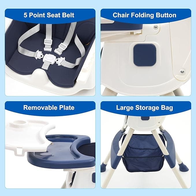 High Chair Baby High Chair with Removable Tray High Chair Adjustable Folding Bab