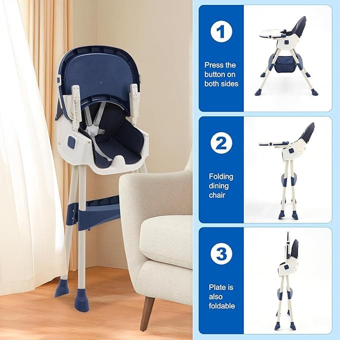 High Chair Baby High Chair with Removable Tray High Chair Adjustable Folding Bab