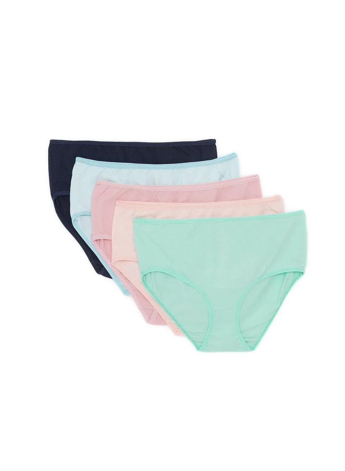 Panties Pack of 5 - High Waist Cut - Multi Colour - Eve Chantelle