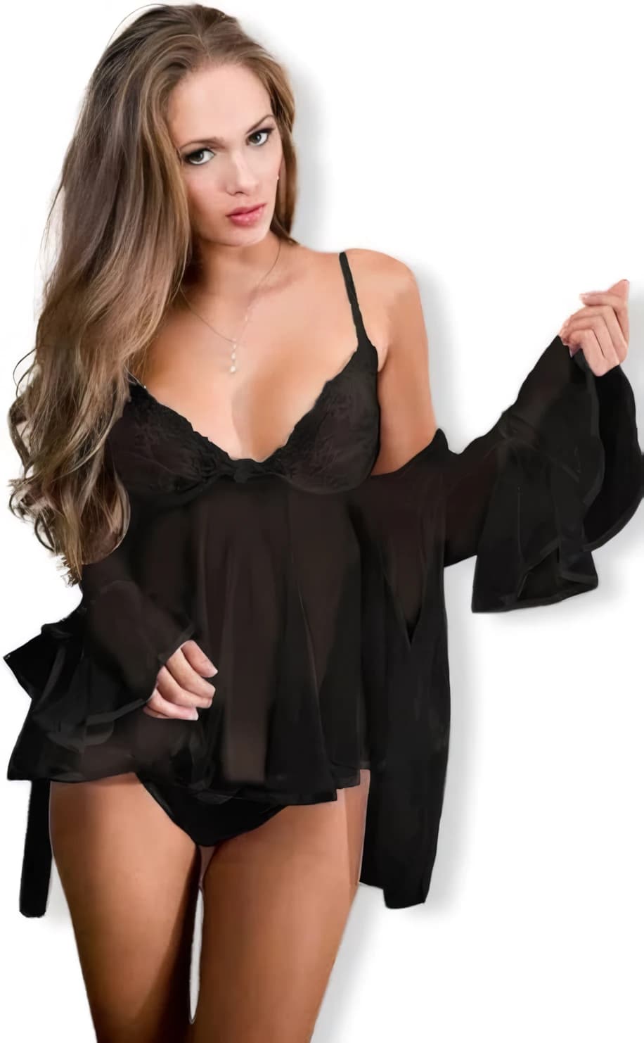 Black Tutu Robe & Shirt Lingerie Set