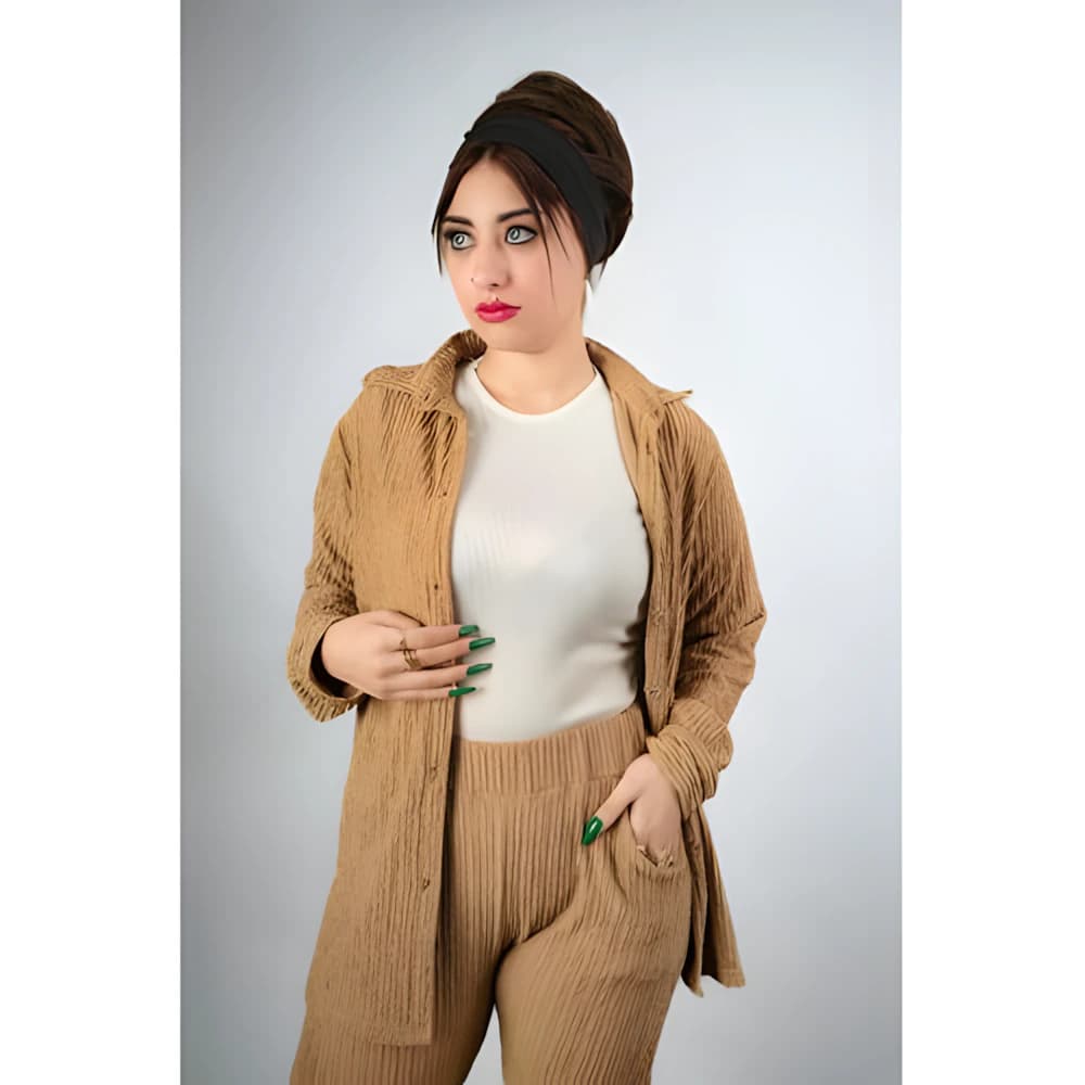 She made trousers with pockets and a shirt buttons