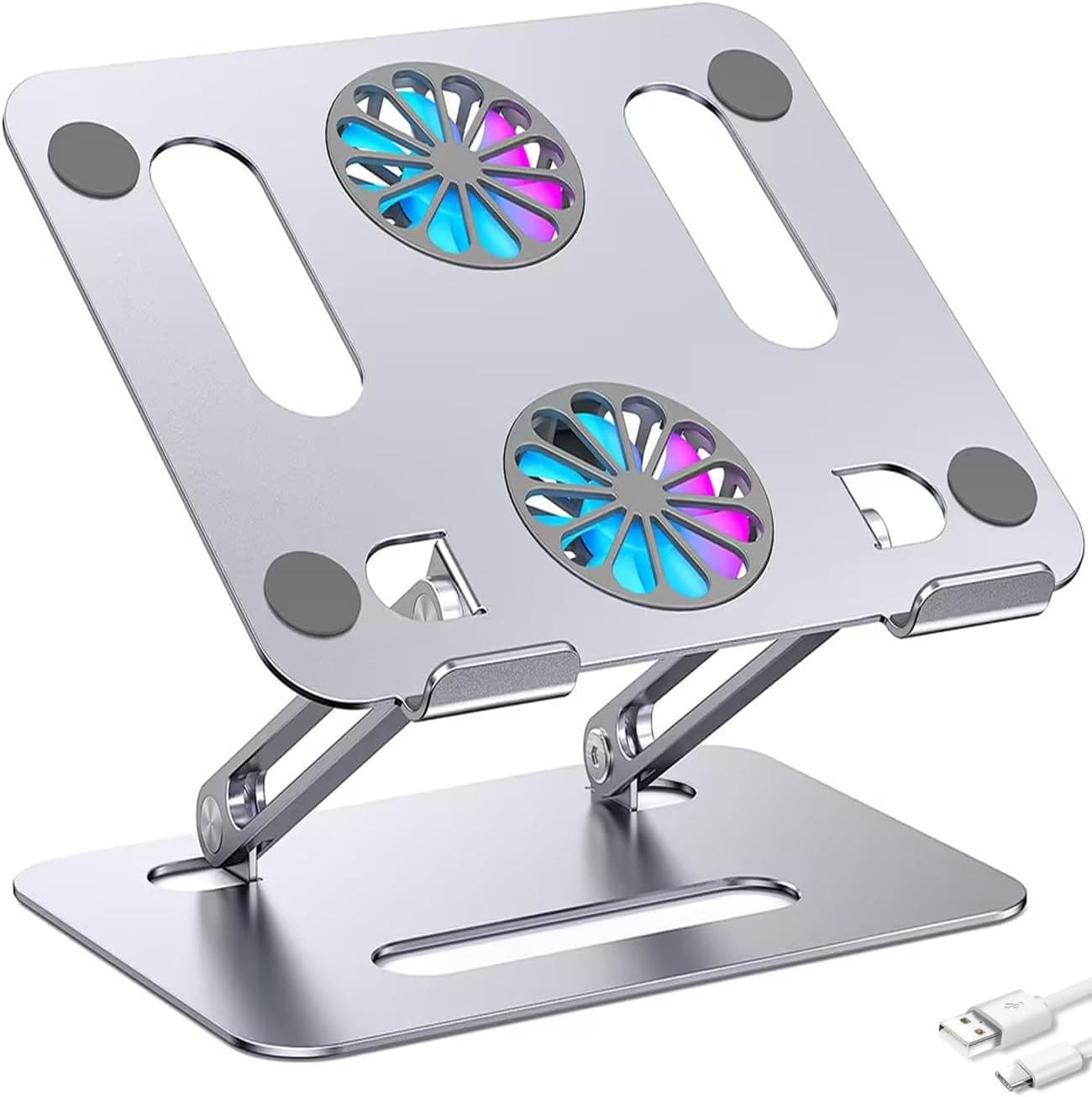 YICOSUN Portable Aluminum Laptop Holder, with Cooling Fan,Adjustable Ergonomic L