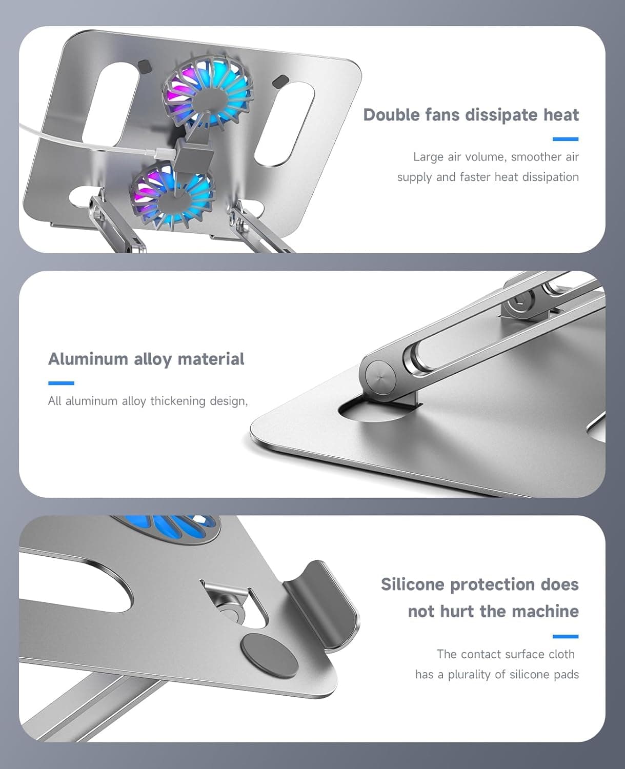 YICOSUN Portable Aluminum Laptop Holder, with Cooling Fan,Adjustable Ergonomic L