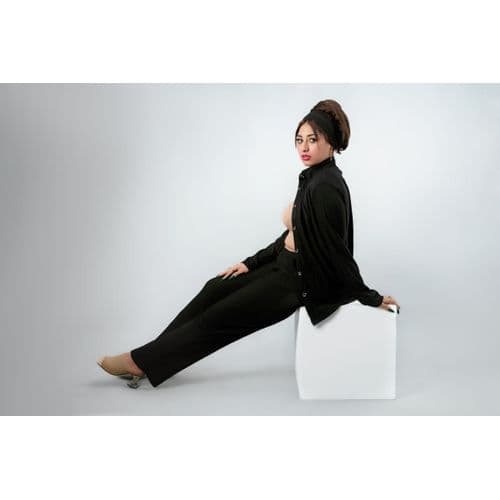Pants Suit With Pocket Buttoned Shirt