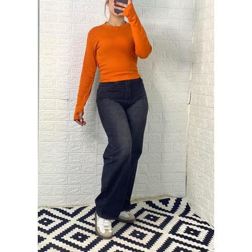 Martina Store Womens T-shirt Made Of Ribbed Cotton - Orange