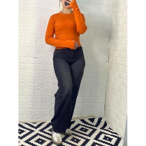 Martina Store Womens T-shirt Made Of Ribbed Cotton - Orange
