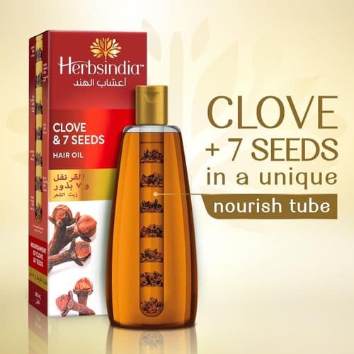 Herbs India زيت شعر هيربسينديا بالقرنفل و7 بذور عشبية مع انبوب مغذي - يجعل الشعر