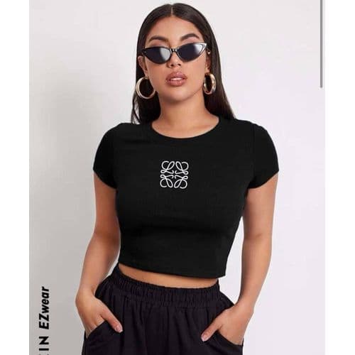 Martina Store Womens T-shirt Made Of Ribbed Cotton - Black