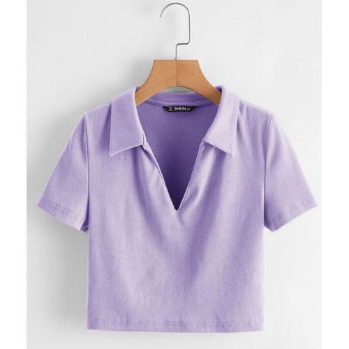Martina Store Womens T-shirt Made Of Ribbed Cotton - Violet