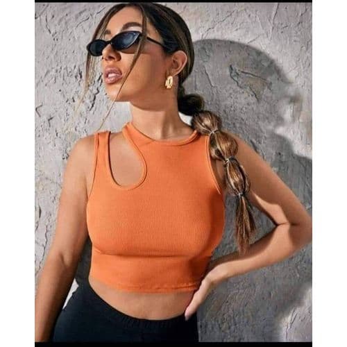 Martina Store Womens Ribbed Cotton T-Shirt