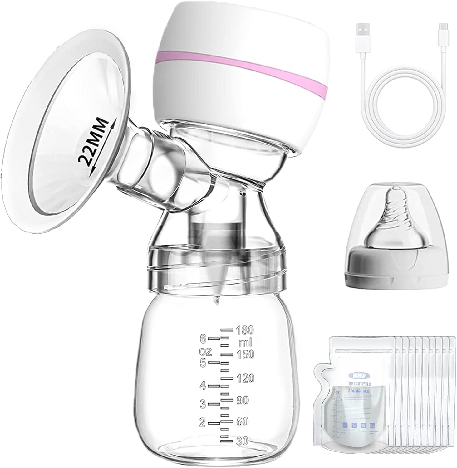 KISDMXF Portable Electric Breast Pump, Silent Single Breast Pump. 10 Breast Milk
