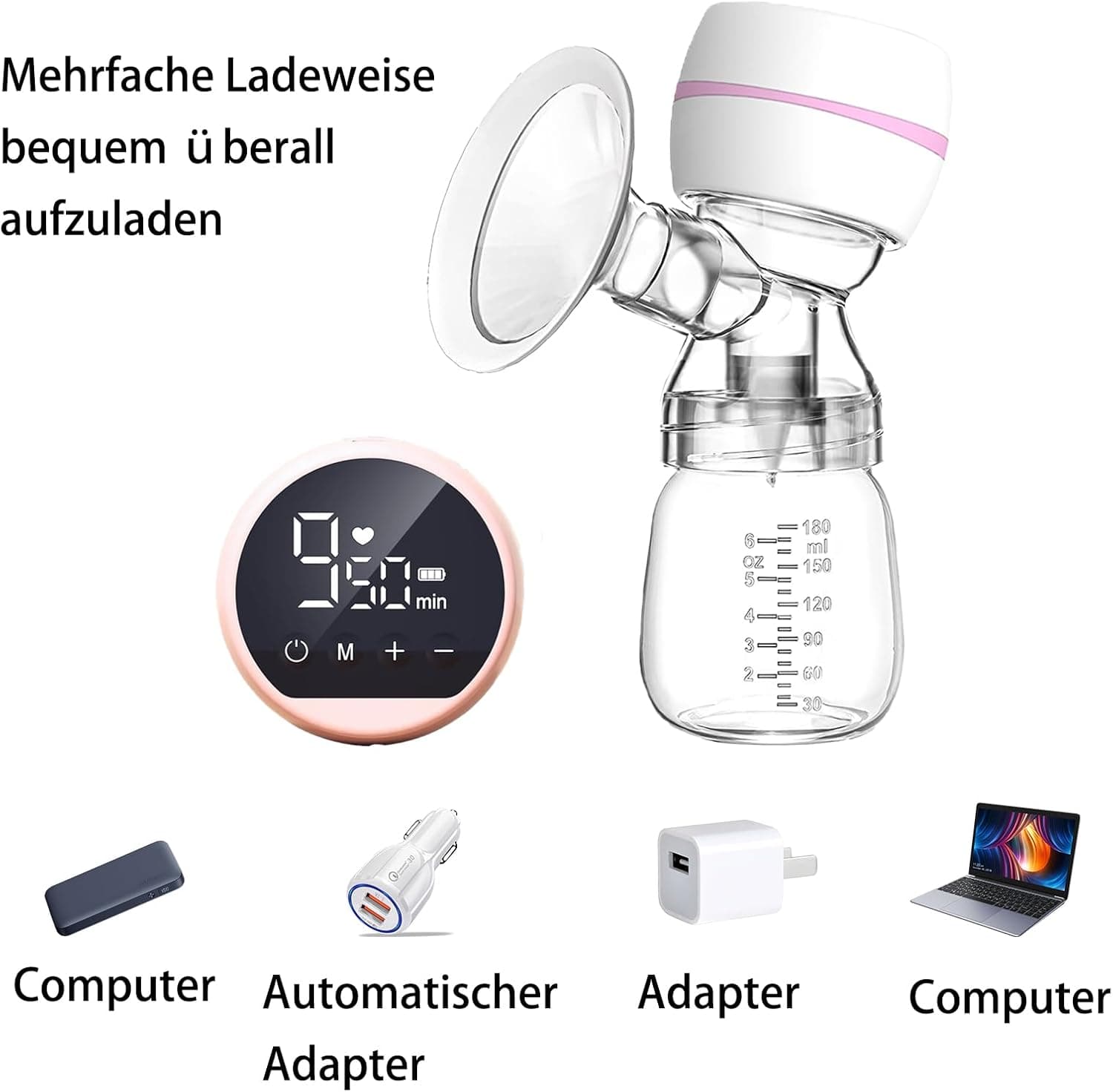 KISDMXF Portable Electric Breast Pump, Silent Single Breast Pump. 10 Breast Milk