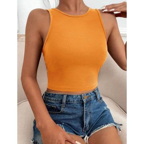 Martina Store Womens T-shirt Made Of Ribbed Cotton - Orange