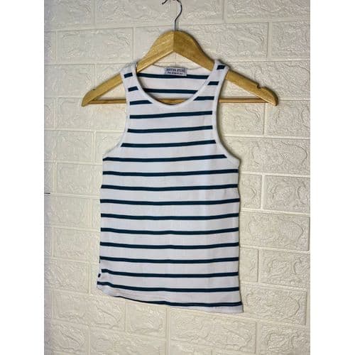 Martina Store Womens T-shirt Made Of Ribbed Cotton - Olive Green & White