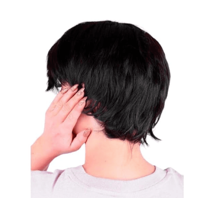 شعر مستعار من الألياف الحرارية باللون الأسود من كاره