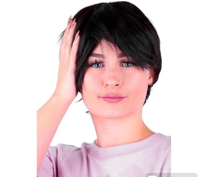 شعر مستعار من الألياف الحرارية باللون الأسود من كاره