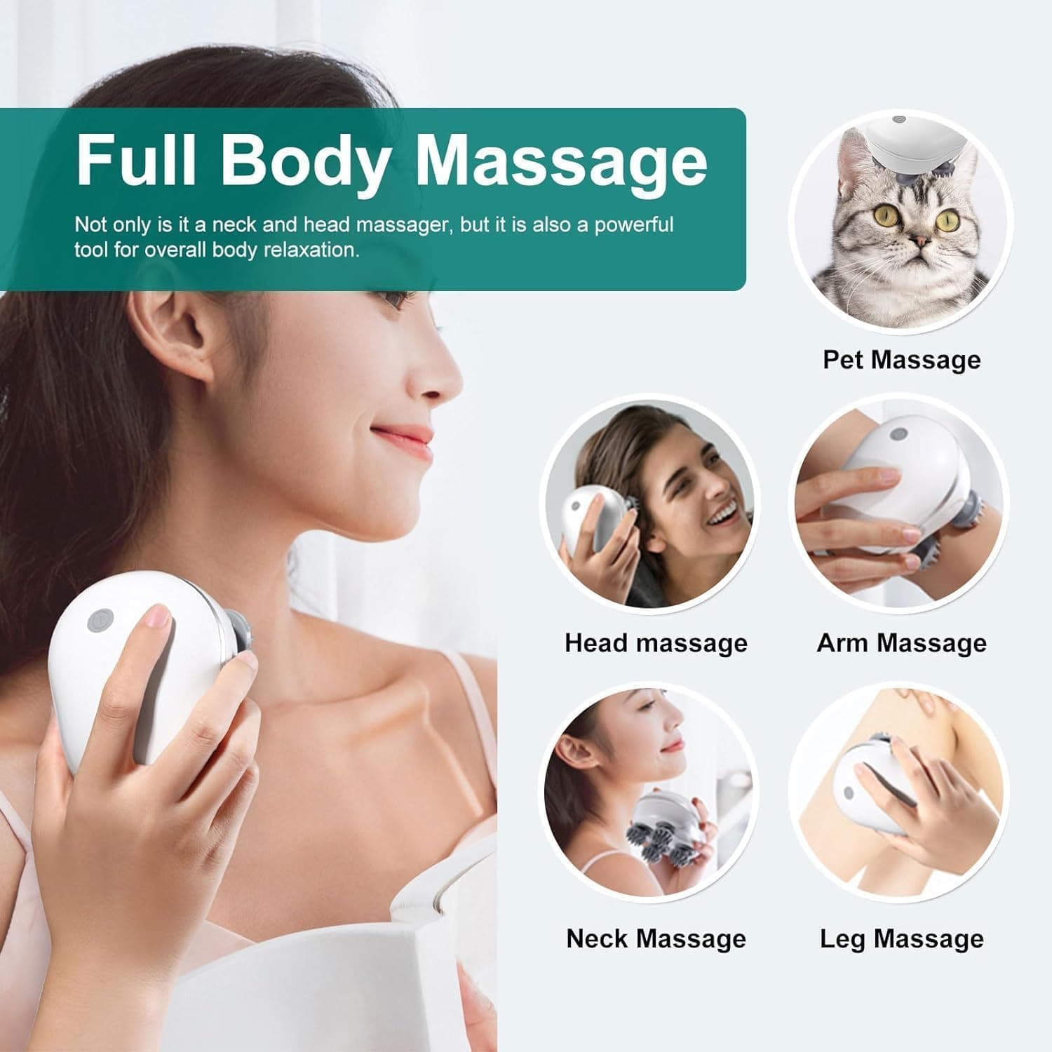 SNDYI Scalp Massager Rechargable Head Massager 96 Silicon Kneading Points with D