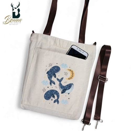 BAMM Beige Tote Bag With Two Adjustable Shoulder Straps