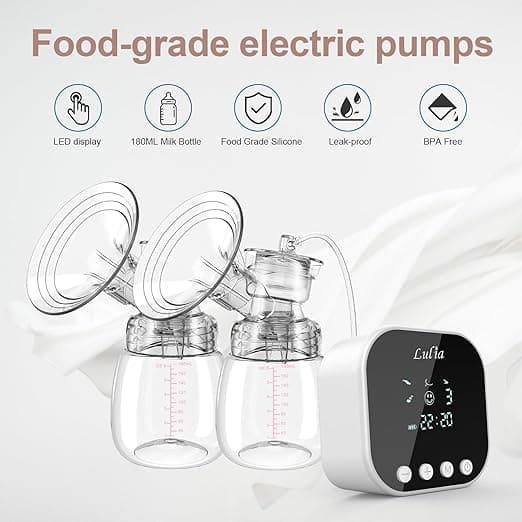 Lulia Portable Dual Electric Breast Pump Powerful and painless suction 4 modes a