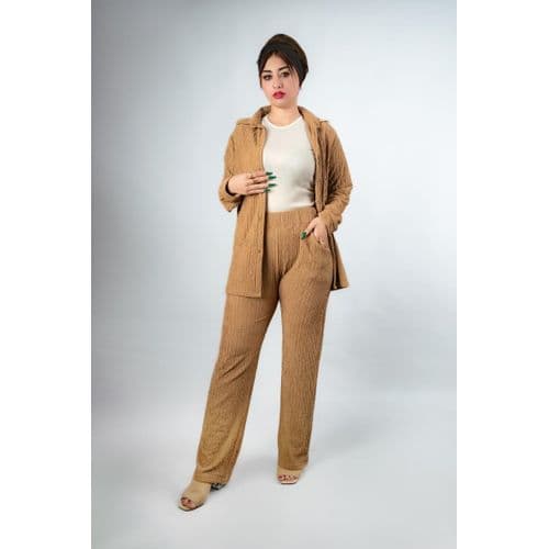 She made trousers with pockets and a shirt buttons