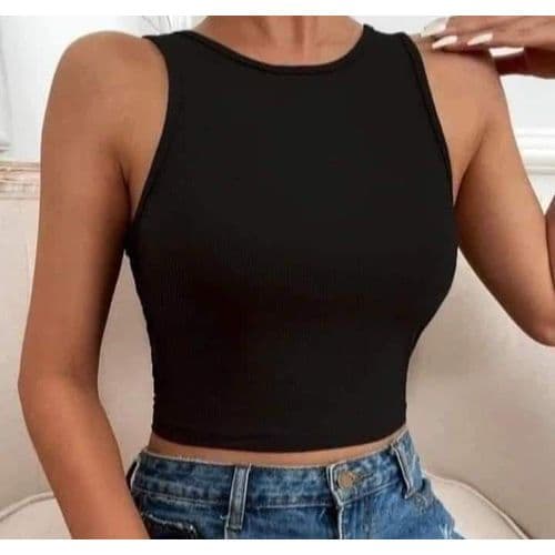 Martina Store Womens T-shirt Made Of Ribbed Cotton - Black
