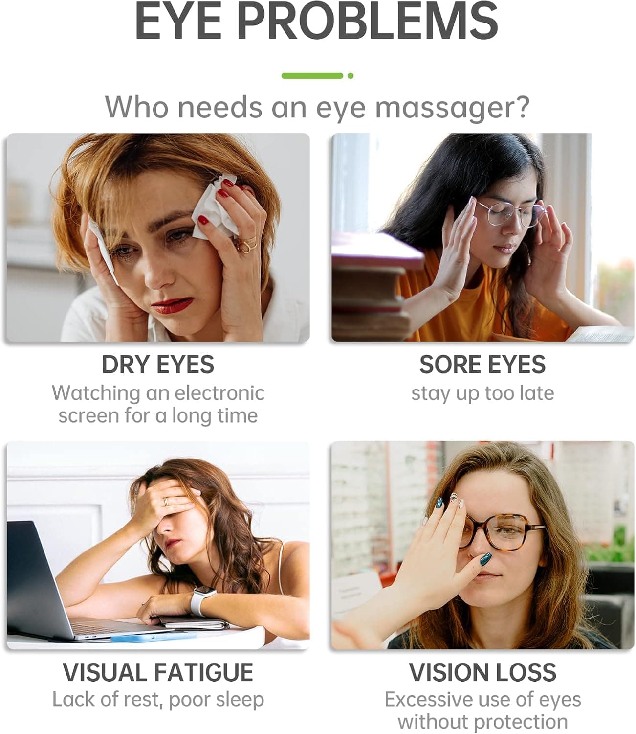 Real Relax Eye Massager With Heat - Rechargeable Eye Mask For Dark Circles, Dry