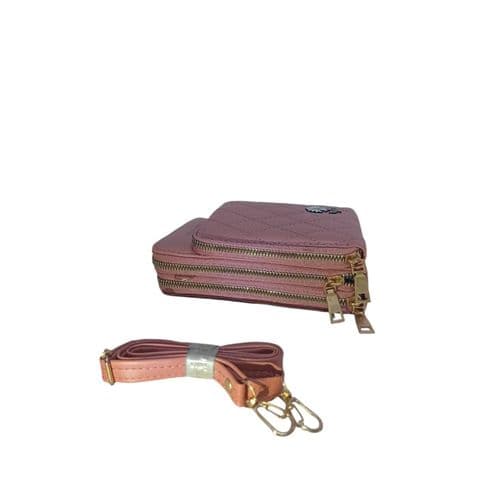 Best Selling Trendy Crossbody Bag 3 Zippers Camel