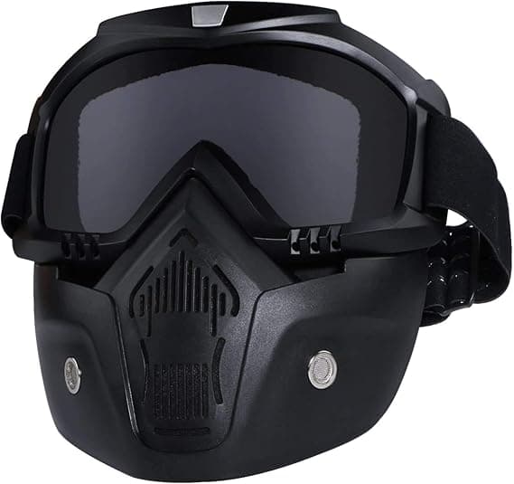 Global Motorcycle Helmet Riding Goggles Glasses With Removable Face Mask, Detach
