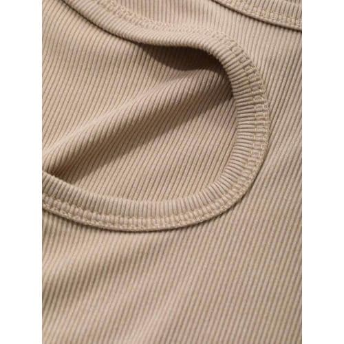 Martina Store Womens T-shirt Made Of Ribbed Cotton - Beige