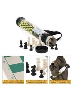Leather folding chess with stand
