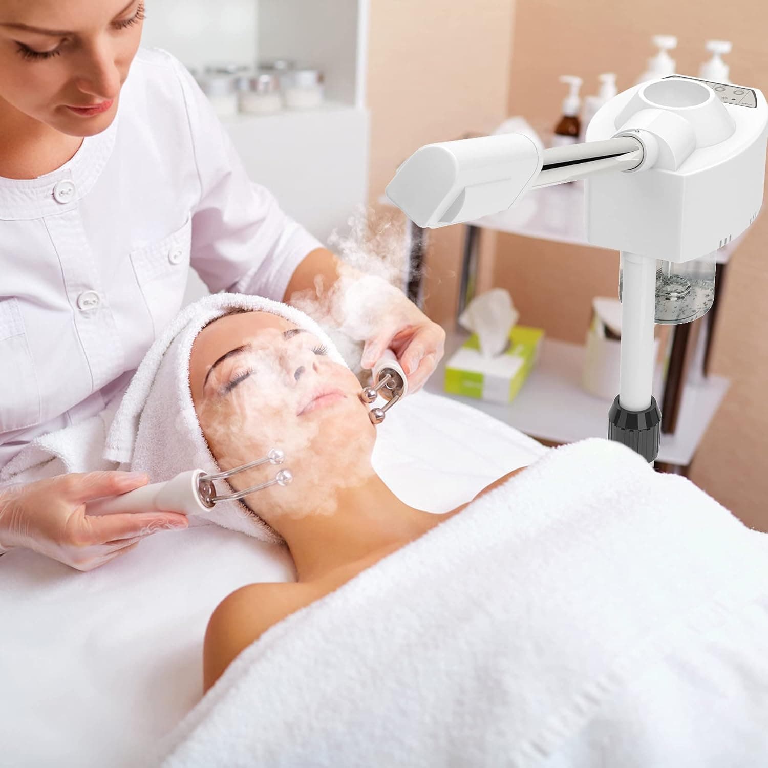 Loxey Professional Facial Steamer, Face Steamer with Adjustable Nozzle and Stron