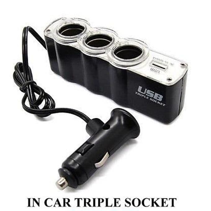 Car Cigarette Lighter Socket Charger - 3 Slots