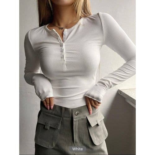 Martina Store Womens T-shirt Made Of Ribbed Cotton - White