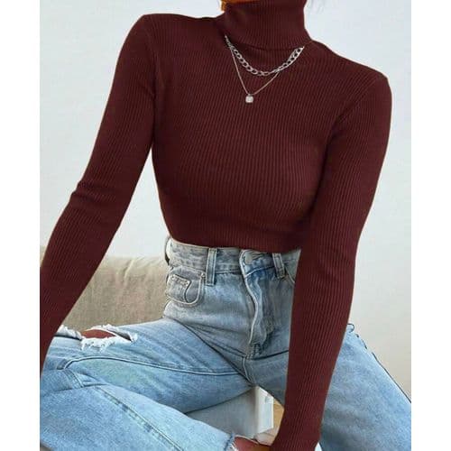 Martina Store Womens High Cool Made Of Ribbed Cotton - Dark Red