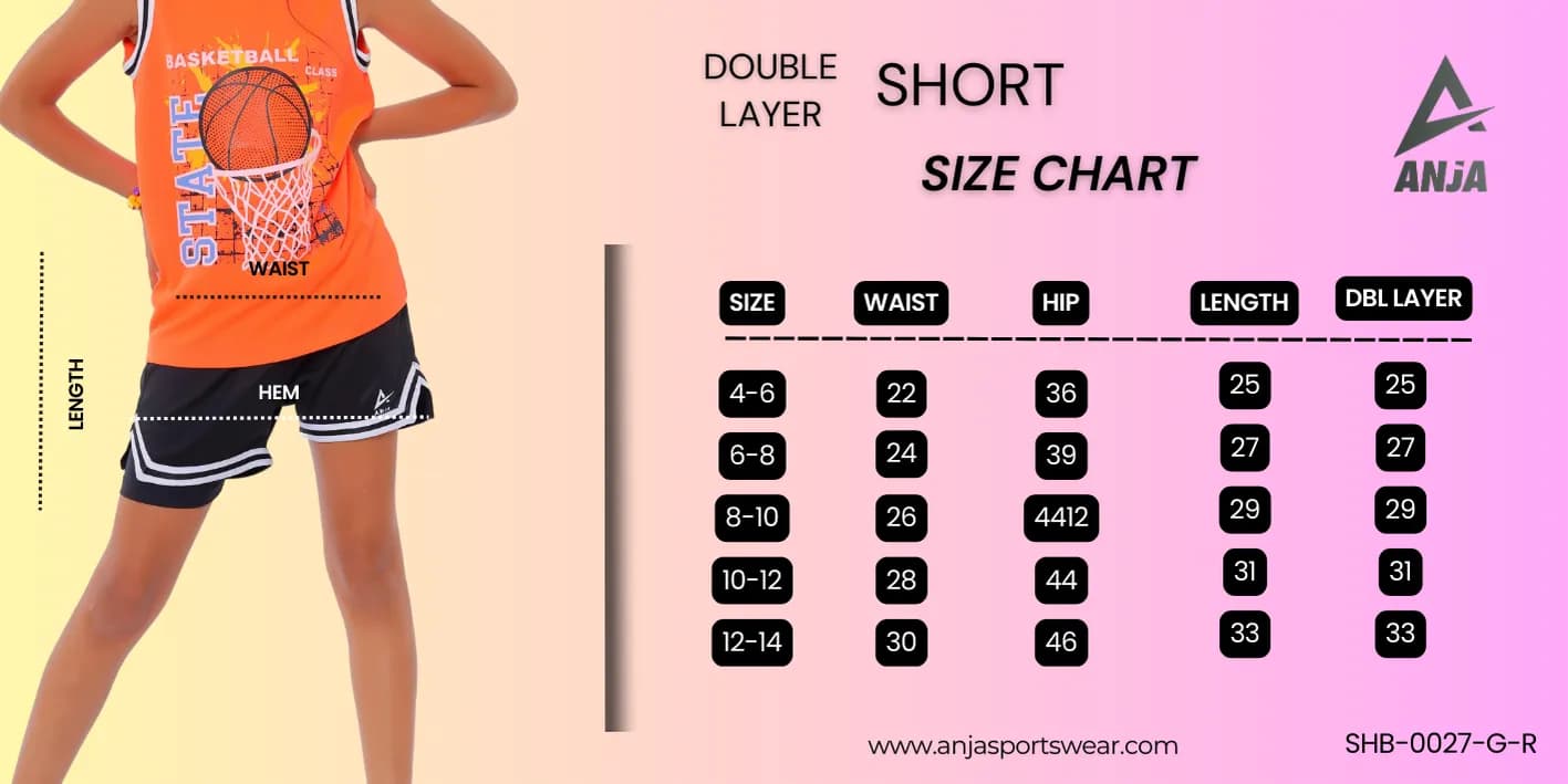 Girls Black and White Double-Layer Basketball Shorts Breathable Fabric